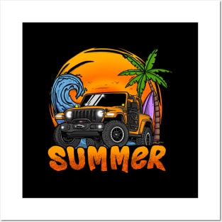 Orange Jeep Wrangler Summer Holiday Posters and Art